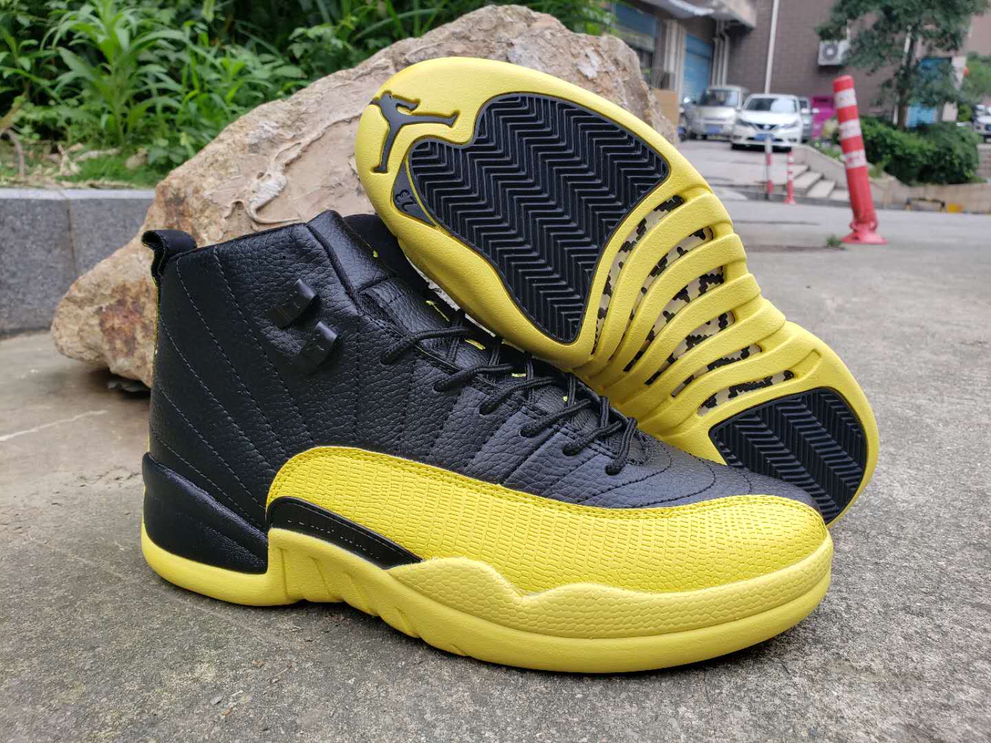 Air Jordan 12 High Bumblebee Yellow Black Shoes - Click Image to Close